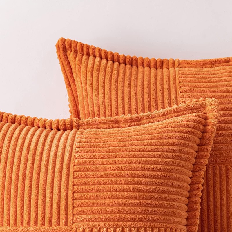 MIULEE Corduroy Cushion Covers Pack of 2 Decorative Modern Patchwork