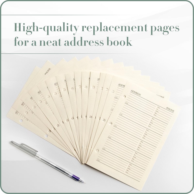 Gallery Leather Address Book Refill Replacement Pages - 3 Ring