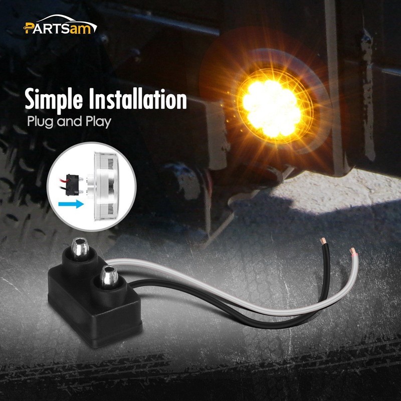 Partsam 2Pcs 2.5 Inch Round Amber 13 LED Side Marker
