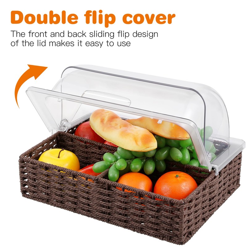 Ciieeo Clear Acrylic Dome Cover Rectangle Roll Top Bread Basket