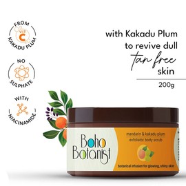 Boho Botanist Mandarin & Kakadu Plum Exfoliator Body Scrub for hydration | 1% Niacinamide & Vitamin C | Dermat tested, SLS & Paraben Free | For All Skin types, both Men & Women | 200g