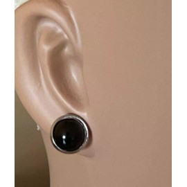 Unbranded Onyx  Stainless Steel Hypoallergenic Stud Earrings. 16mm diameter