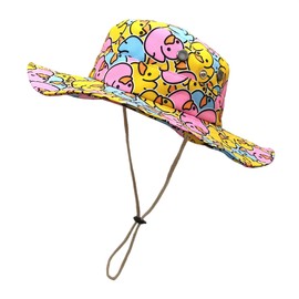 Enodtter Colorful Duck Bucket Hat for Women Teen Girl, Wide Brim Printed Outdoor Travel Beach Sun Hat, Reversible Packable Fisherman Cap