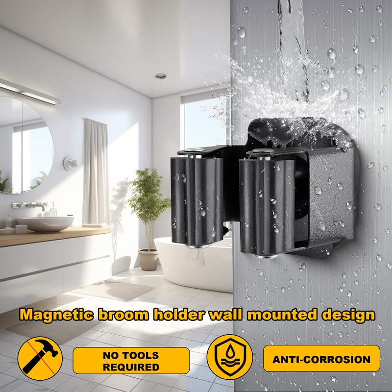 Magnetic Broom and Mop Holder Wall Mounting, Broom Holder Wall,