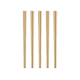 Stainless Steel Chopsticks,Reusable ,Dishwasher Safe , Easy to Use（5 PCS,golden）