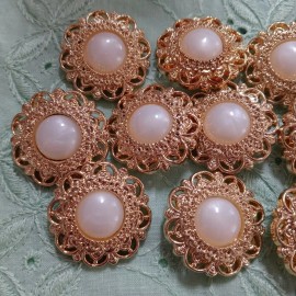 Unbranded 10 Pcs Round Ornate Victorian Style Goldtoned with Faux MOP Plastic Buttons