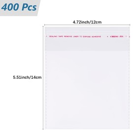 SOFPLATE 400Pcs 5.5x4.7 Inch Self Adhesive Cello Bag Small Clear Cookie Treat Bags Bulk OPP Cellophane Transparent Self Sealing Party Favor Gift Pouch for Wedding Jewelry Gifts Packaging Goodie Donut