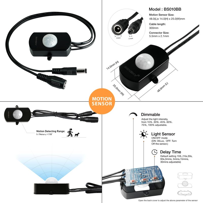 Sensky 19.7ft Motion Activated LED Strip Light Kit Dimmable for