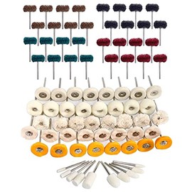 82PCS 1" Polishing Bits, Sanding Bits - Professional Buffing Wheels (32PCS) & Wool Felt Polishing Wheel (50PCS) Mounted 1/8" Shank for Dremel Rotary Tool Accessories, Jewelers Tools