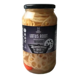 Wild Hibiscus Flower Company Lotus Root | 60 slices Specialty Garnish in Gin Spiced Pickle Juice | Gluten Free, GMO-Free, Vegan OK, 2.4 lbs