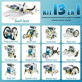 Kit de Robot Solar para Niños - 13 en 1 Juguete Educativo de Ciencia STEM Juego de Juguetes de Ciencias de La Construcción - Kits de Robótica de Cienc