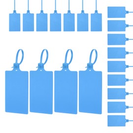 sourcing map Plastic Tamper Seals Disposable Large Blank Label Tie 5.9 Inch Self Locking Security Tags Safety Pull Zip Tie for Truck Trailers Luggage Light Blue, Pack of 100