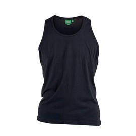 Mens Long Length Pure Cotton Muscle Vest Big Plus Sizes Medium to 8XL Black