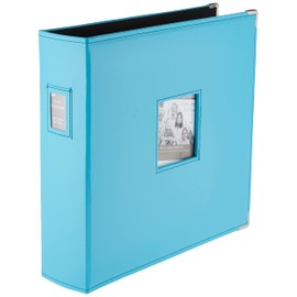 Pioneer T-12JF/CB Sewn Leatherette 3-Ring Binder 12"X12"-Bright Blue