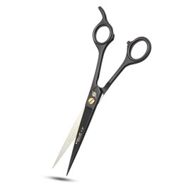 Professional Hair Cutting Scissors - 7.5" Japanese Stainless Steel Barber Scissors for Men, Women, Kids & Pets - Precision Hair Shears for Salon & Home, Thinning Shears & Beard Trimming (Black)