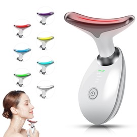 Face Beauty Device, Multifunctional Facial Massager, 7 Color Portable Face Massager Tool for Skin Care, Glossy White