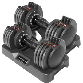 CAP Barbell ADJUSTABELL® 25 lb Pair of Adjustable Dumbbells with Contoured Full Rotation Handle, Honeycomb Black Handle
