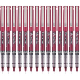 PILOT Precise V5 Rolling Ball Stick Pens, Extra Fine Point, Burgundy, 14 Count (13290)