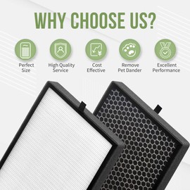 Nisreen KJ350G Filter Compatible with TOSOT Air Puri-Fier KJ350G Replacement Filter, H13 Grade True HEPA and High-Efficiency Activated Carbon 2-IN-1, 2 Pack