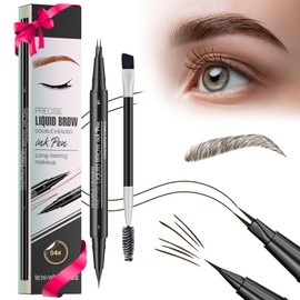 Eyebrow Pen,2-in-1 Waterproof Eyebrow Pencil with 4 Tip Microblading Brow Pen and Ultra-Precise Brow Pencil,with Dual-ended Eyebrow Brush,Eyebrow Makeup for Natural Looking - Soft Brown