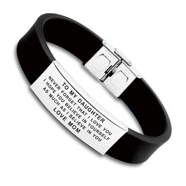 FALOGIJE Inspirational Letters to Our/My Daughter I Hope You Believe Bracelet Gifts from Mom and Dad