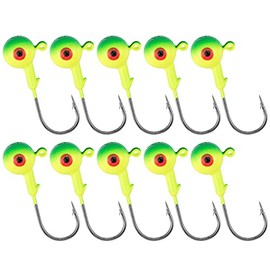 Alwonder 10PCS/Pack Crappie Jigs Head, 1/8oz 3/16oz 1/4oz 3/8oz 1/2oz Fishing Lures Jig Heads Fishing Hooks with Double 3D Eye Ball Head Jig Heads Saltwater Jig Head Hooks