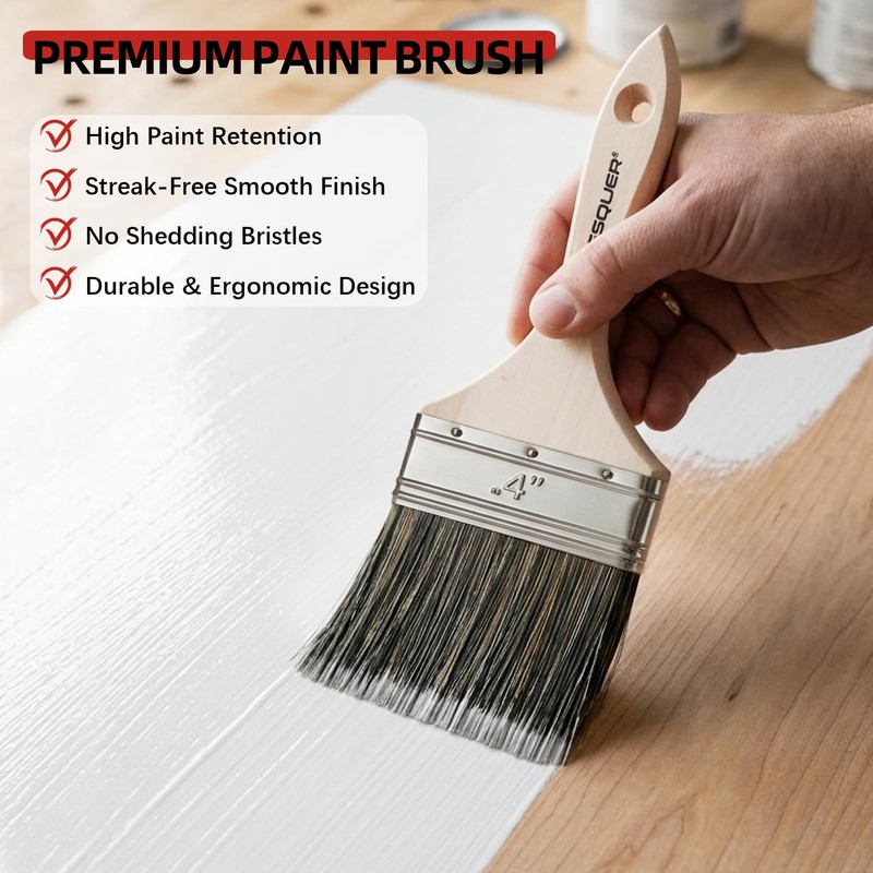 Wesquer Paint Brush Set 6 Pack, 1.5" 2" 2.5" Flat