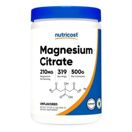 Magnesio Citrato Nutricost en Polvo  Unflavored Magnesium Citrate Powder, 319 Servings                                                                