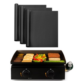 UNCO- Grill Mats for Outdoor Grill, 13" x 15.8", 3 Pack, Black, Nonstick Reusable Grilling Mats for Outdoor Grill, BPA and PFOA Free with PTFE-Fiberglass Coating