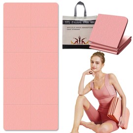 LeapBeast Reiseyogamatte Faltbar, 183 * 61CM Yogamatte Rutschfest inkl Tasche, 6MM Sportmatte Fitness Pilates Sport Gymnastikmatte Rutschfest (Basismodell, Rosa)