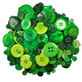 NiidodKatzi 600-700 pcs Round Resin Buttons Assorted Sizes for Crafts Sewing DIY Manual Button Painting DIY Handmade Ornament Buttons, 2 Holes and 4 Holes (Green?