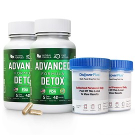 Salutem Vita Advanced Detox Cleanse, Detox Kit with 2 Test Cups, Natural Detox & Cleanse with Milk Thistle, Licorice Powder, and More, Body Cleanse Detox for Women & Men, 84 Capsules, 2 Pack