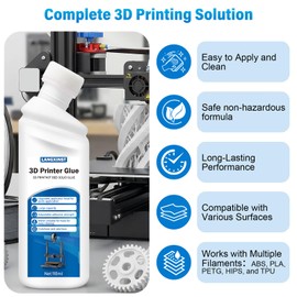 3D Printer Bed Adhesive, 3D Print Glue for Hot Bed Prevents Warping When Printing ABS, PLA, PETG, TPU on Various Build Plates Features Stronger Adhesion, No Residue - 110ml