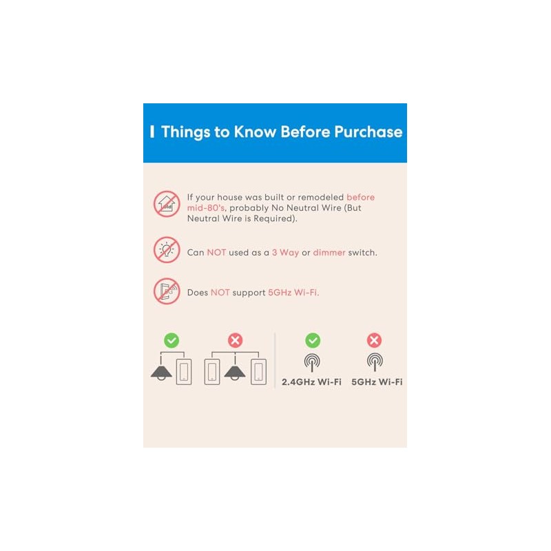 meross - Interruptor de luz inteligente compatible con Apple HomeKit,