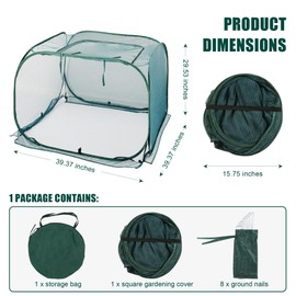 ANC POP 3 Pack Pop Up Mesh Plant Cover, Plant Protector for Raised Garden & Flower Bed, Net Cage Plant Guard for Fruits, Vegetables, Seedlings and Herbs, 8 Ground Stakes for Fixing.