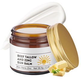 Beef Tallow and Zinc Sun Balm - Beef Tallow for Skin Instant Sun Protection, Beef Tallow Sunscreen for Face and Body Non Greasy Formula, Beef Tallow Moisturizer Daily Use for Deep Moisturizing 2 Oz