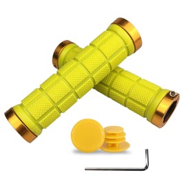 PLATT Bicycle Grip Cover Durable Anti-Slip Professional Mountain Bike Handle Non Grip Cover 1 Pair 22.2mm Inner Diameter End Cap with Hex Key Yellow