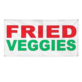 Vinyl Banner Multiple Sizes Fried Veggies Red Green Food Bar Restaurant Truck Restaurant & Food Outdoor Weatherproof Industrial Yard Signs 10 Grommets 60x144Inches