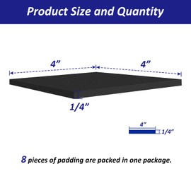 Foam Padding Sheets with Adhesive Backing - 1/4" Thick Self Stick Neoprene Insulation Foam,1/4 Inch Thick X 4 Inch Long X 4 Inch Wide (8, 1/4Inch x 4Inch x 4Inch)