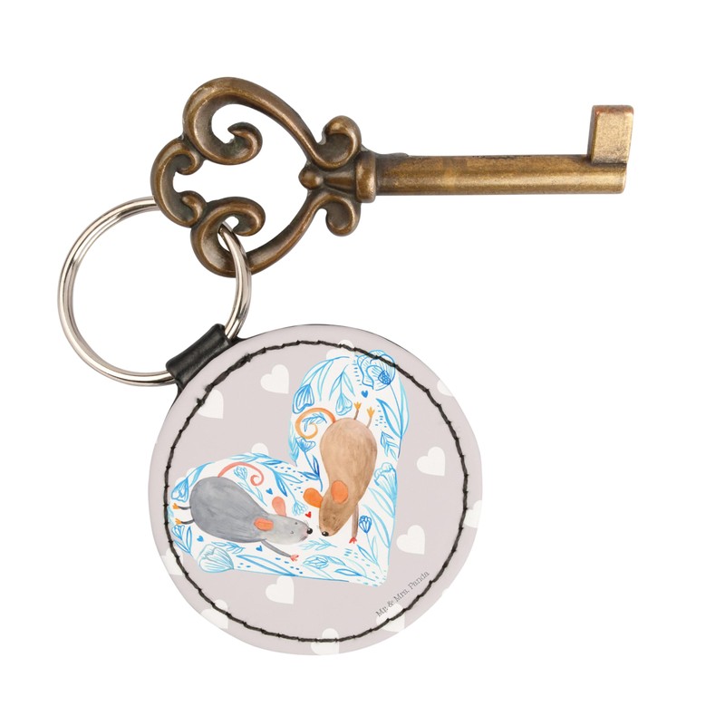 Mr. & Mrs. Panda Round Keyring Mice Heart – Gift,