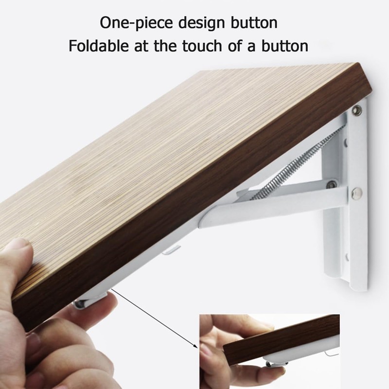 ANTEISI White Folding Shelf Bracket Hinges,12 in Floating Desk Hinge,Garage