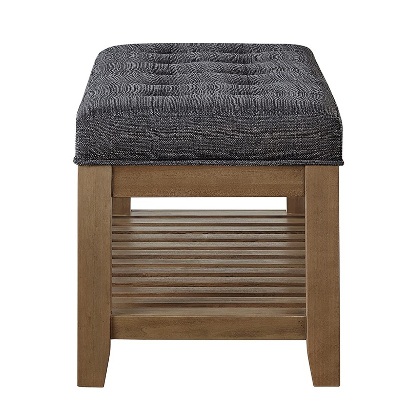 24KF Large Rectangular Upholstered Tufted Linen Fabric Ottoman Bench, Padded