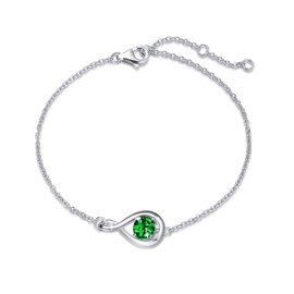 FANCIME Emerald Bracelet May Birthstone Bracelet for Women 925 Sterling Silver Infinity Link Bracelets Green Gemstone Fine Jewelry Birthday Anniversary Christmas Gifts for Her Mom