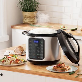 DUMOS 16-in-1 Electric Pressure Cooker 8 QT Stainless Steel Multi Cooker Electric for Pressure, Rice, Steamer, Yogurt Maker, Slow Cook, Black