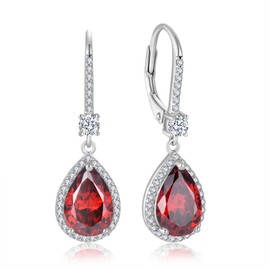 Oskani Teardrop Leverback Birthstone Earrings for Women 925 Strling Silver 5A Cubic Zircon Dangle Drop Earrings Jewelry Anniversary Mother's Day Birthday Christmas for Wife Her,Cubic Zirconia