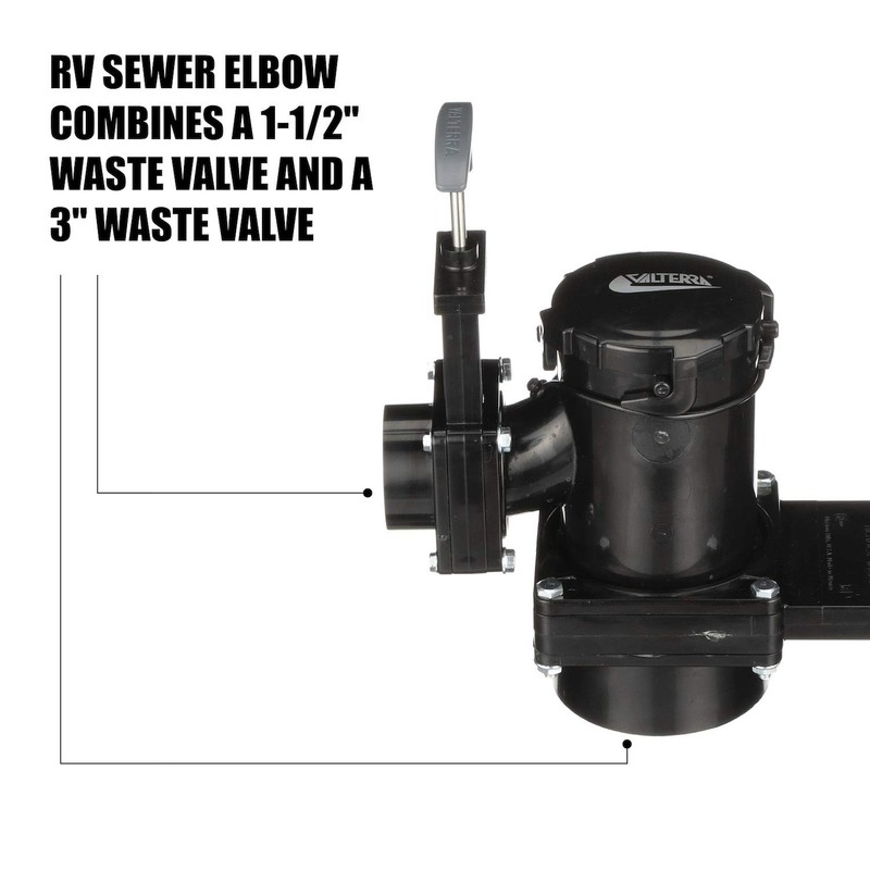 Valterra San Tee Double Rotating Valve, Mess-Free Waste Valve for