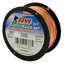 American Fishing Wire Surfstrand Copper 1x7 Bare Trolling Wire, Color Cobre, Prueba de 20.4 kg, 300 pies