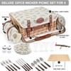 Multifunctional Wicker Picnic Basket Set for 4 with Blanket and