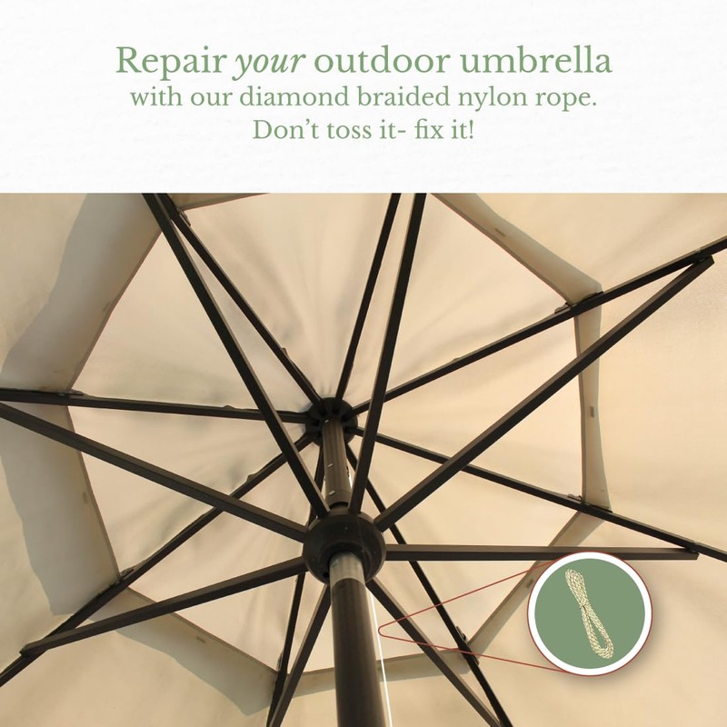 JEJAVU 20’ Braided Nylon String, Replacement Umbrella Rope/Cord, Nylon String