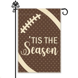 Hafhue Tis The Season Garden Flag, 12 x 18 Inch Double Sided Farmhouse Holiday Yard Garden Lawn Patio Court Decor Flag, Football Design Flags for Football Lover, Tournament Gifts for Soccer Player
